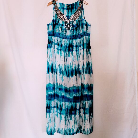 Lane Bryant Beaded V Neck Maxi Dress Size 20 - Picture 1 of 11